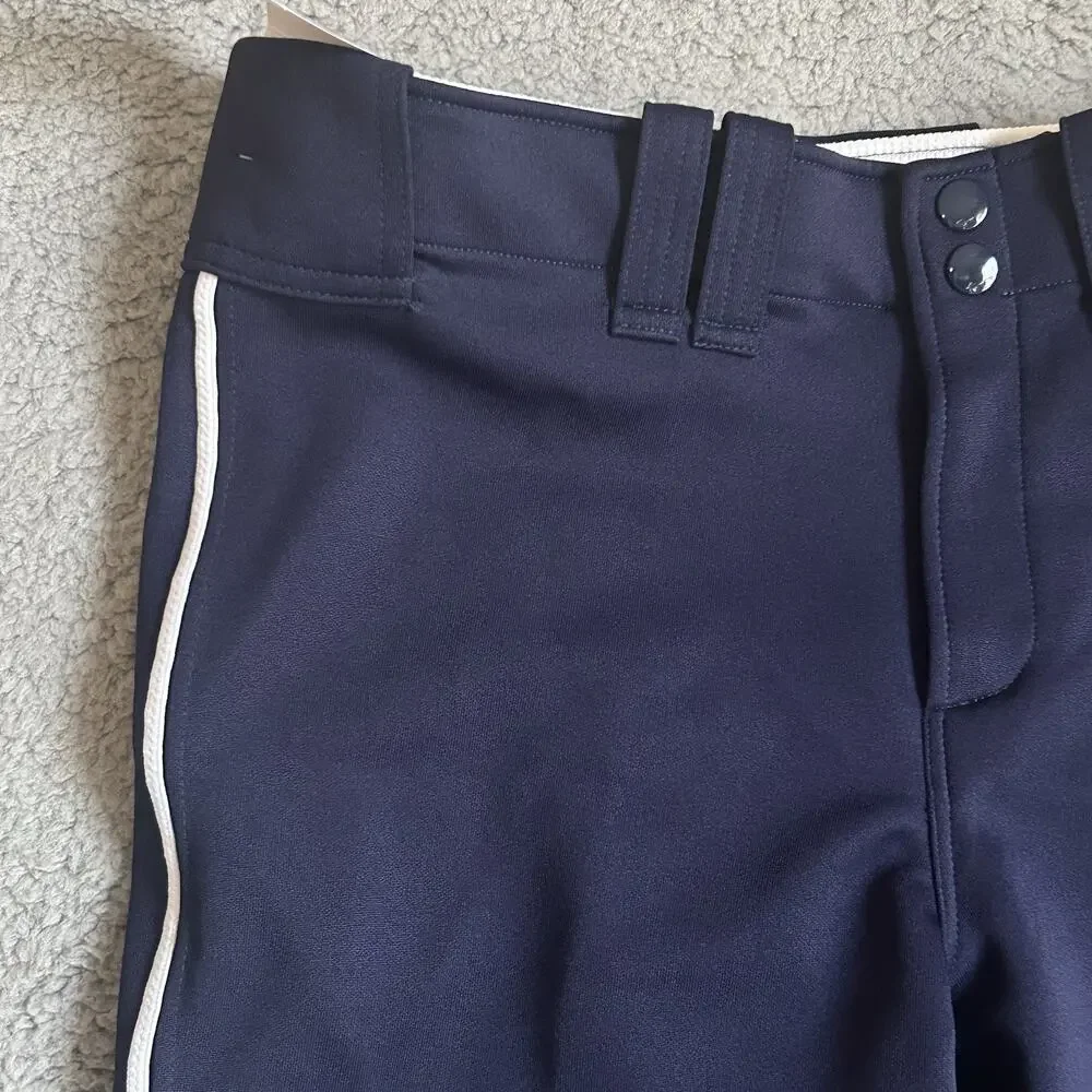 Mizuno Softball Pants Woman's Size Medium Elastic Bottom Navy Blue Athletic - Picture 5 of 15